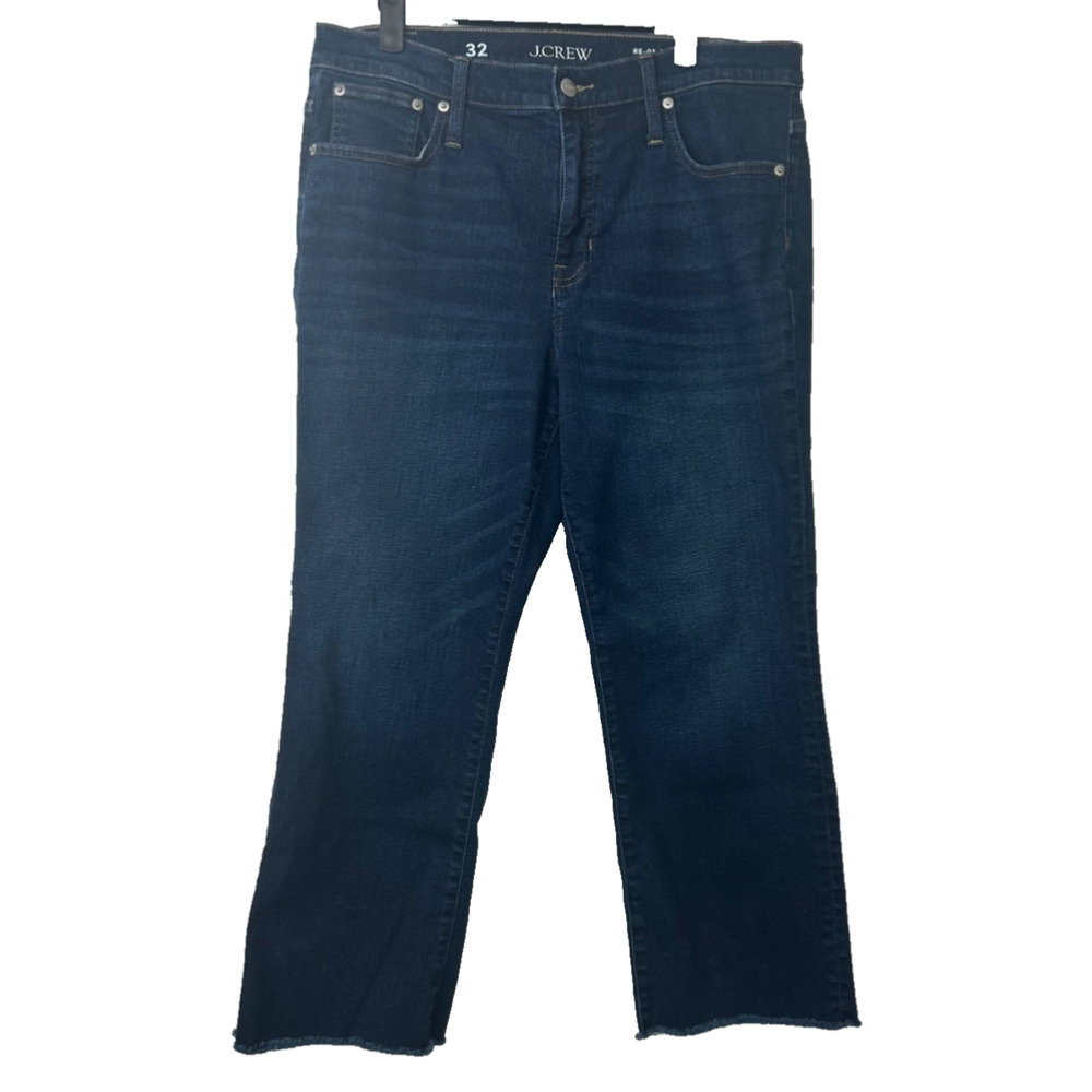 J Crew Mid Rise Cropped Kickout Jean Womens 2003 Super Stretch Sz 32 Blue A13